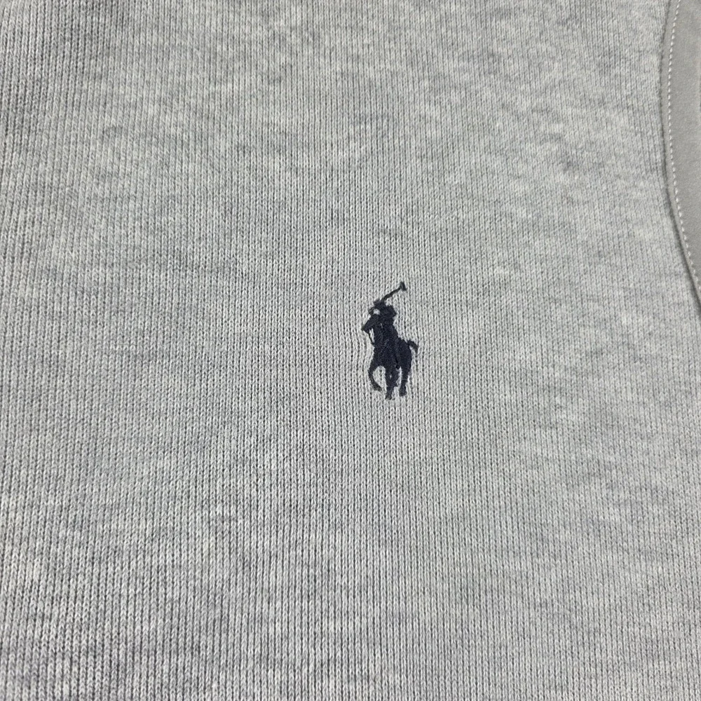 Polo Ralph Lauren Mens XL Gray Full Zip Cotton Sweatshirt Vest Mock Neck Pony